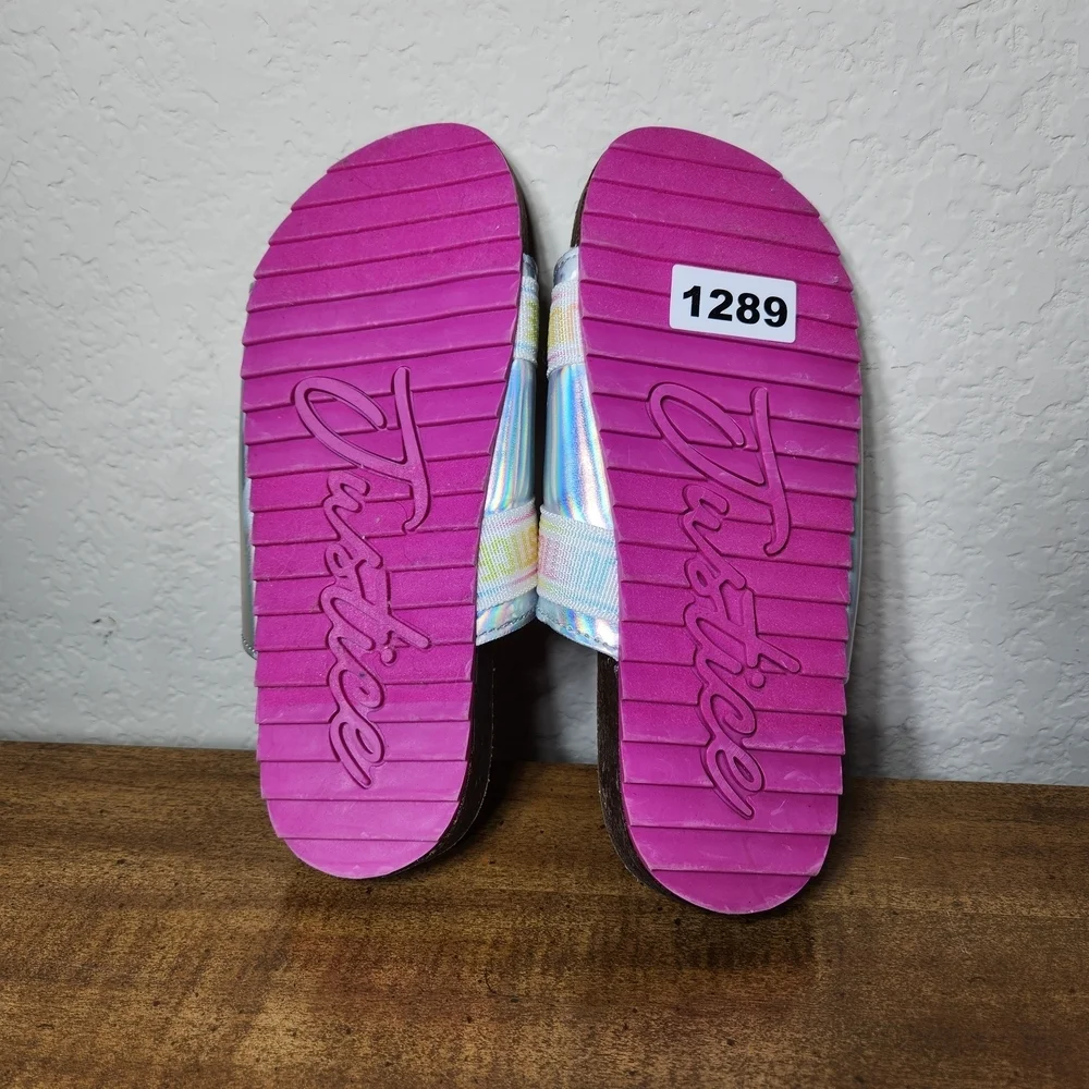 Justice Pastel Iridesent Kids 3 Cork Adjustable Sandals